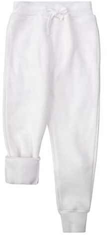 Spring&Gege - Pantalones deportivos de forro polar de un solo color para niños, pantalones gruesos de entrenamiento con bolsillos, Blanco, 11-12 años
