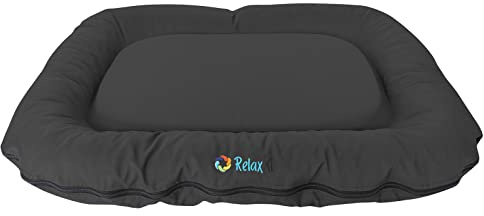 RelaxXL orthopädisches Outdoor Hundekissen Luna M: 90x70cm Schwarz 60°C Waschbar Viscoschaum Kratzfest Garten Hundebett für große Hunde
