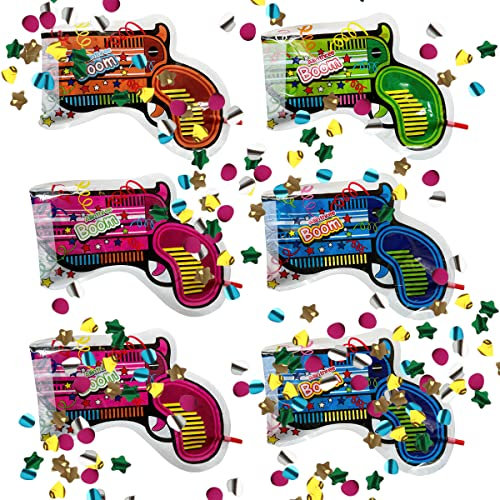 Pistolets à Confettis, XiXiRan 6 Party Popper Doré, Tireur de Confettis à Confettis Biodegradables Multicolore, Bombe de Table Anniversaire Mariage Carnaval Fête Baby Shower