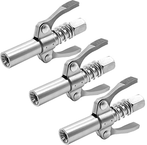 COMVIEE Grease Gun Coupler, Double Handle Quick Lock Release Grease Tips Ends Couplers, Rated 10,000 PSI, Compatible with All Grease Guns 1/8 NPT Fittings, 3-PCS