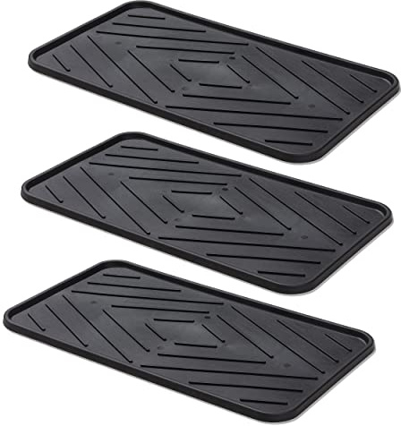 Robuste Schuhabtropfschale pflegeleichte Ablage - Schwarz 3er Set 35x63 cm | Wetterfeste Schuhablage einfach zu reinigen Ablage Fressnapfunterlage Tiere Napfunterlage neutral Schuhwanne Innen und Außen