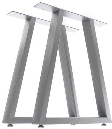 XPOtool Tischbeine 2er Set aus Stahl 60x72cm Grau in Trapez-Form Industrial Vierkantrohr Tischkufen Tischgestell Tischuntergestell