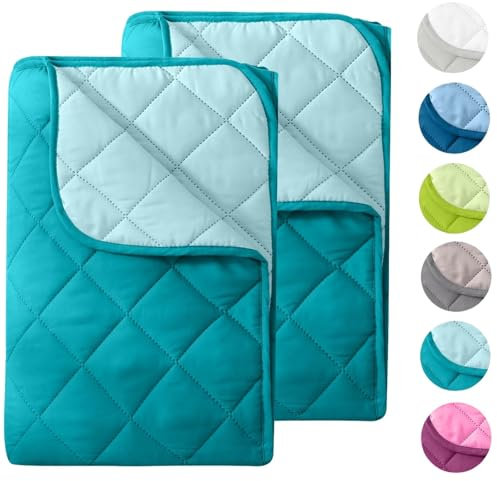 wometo 2 Stück Microfaser Sommer Steppbett Wende-Design 155x220 OekoTex - türkis und helltürkis Kochfest 95° Bettdecke für Camping und heiße Tage I ohne Bezug verwendbar