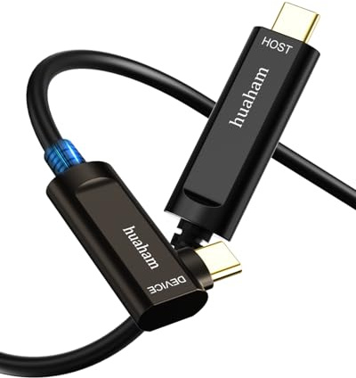 huaham Incliné Câble fibre optique USB C vers USB C 10m Transmission longue distance - Câble fin USB 3.1 - AOC 10 Gbit/s - Ultra haut débit - Pour VR, Xbox 360, TV, ordinateur portable, etc.