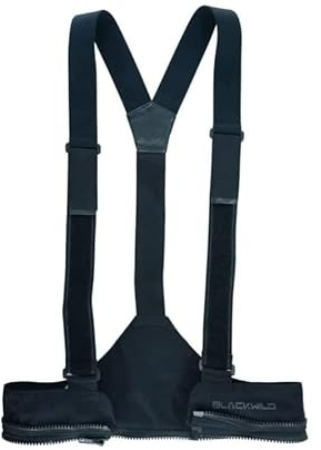Blackwild Tirantes para pantalones de moto, cremallera insertada YKK Vislon 8, tirantes para moto hombres y mujeres, 380 mm de ancho (hombre), Negro