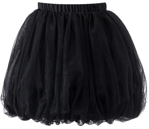 ANIMQUE Bebè Bambine Ragazze Palloncino Gonne Corte Bambini tutù Soffice Tulle Zucca Balletto Gonna Elastico in Vita Halloween Abbigliamento Costumi, Nero M