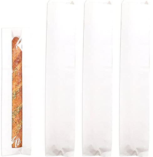 Bolsas De Papel Baguette Con Ventana Frontal Transparente, Bolsas De Embalaje De Pan De Pan De Pan Fresco, Bolsa De Panadería De Papel Kraft De Pan Largo Para Pan Casero, Pan Francés, Sándwich