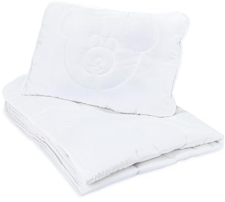 Baby Bettdecke und Kissen Kinderdecke 90x120 cm - Kinderbettdecke Kinder Bettdecken Set und Decke für Kleinkind Babybett Mikrofaser Weiß Oeko-Tex-Zertifikat 90 x 120