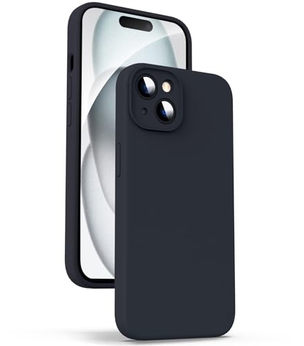Supdeal Custodia in Silicone Liquido per iPhone 15, [Protezione Fotocamera] [Cover in Microfibra] [Protezione a 4 Strati], Case Ultrasottile e con Presa Comoda, 6,1 Pollice, Nero