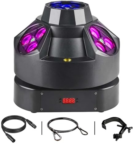 DJ-Partylicht, 200 W RGBW 4-in-1-LED-DJ-Bühnenlichter, DJ-Lichter mit unendlicher Drehung und aktiviertem Ton für Hochzeits-DJ-Partys und Live-House