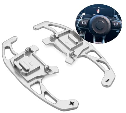 ontto Lenkrad Schaltwippen Verlängerung Schaltpaddel Passt für VW Golf 7 GTI R GTD GTE MK7 Polo GTI Scirocco Tiguan Rline Passat T-ROC Metall Shift Paddle Shifter Erweiterung Innendekoration-Silber