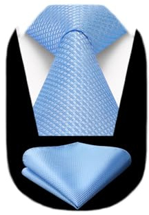 HISDERN Krawatten für Herren Einfarbige Formal Krawatte mit Einstecktuch Set Klassisch Hochzeit Elegant Business Party