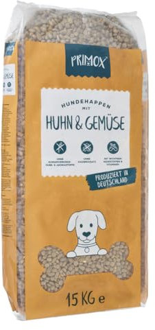 Primox Hunde-Trockenfutter 15kg | hergestellt in DE | Nährstoffreich | Ohne Zucker & andere Zusätze | Für Vitalität & Gesundheit beim Hund (Huhn & Gemüse)