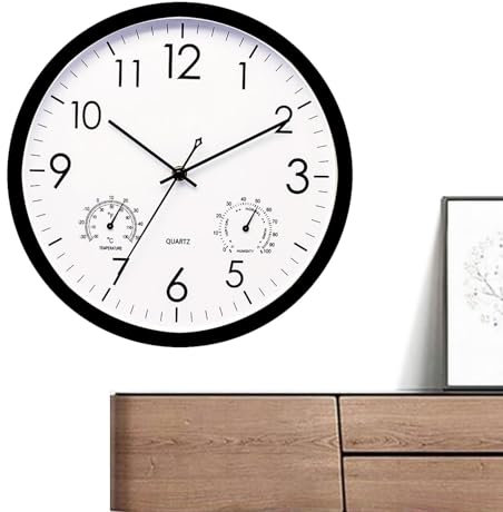 Gartenuhr Wetterfeste Außenwanduhren – Außenuhr mit Thermometer und Hygrometer, batteriebetrieben, 30 cm wasserdichte Uhr, Outdoor-Wetterstation, elegante Uhren für drinnen und draußen