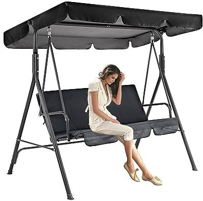 MEOYCHB Swing Canopy Replacement,Waterproof Porch Swing Canopy Replacement,Outdoor Garden Swing Seat Sun Shade Cover,Durable Patio Hammock Canopy