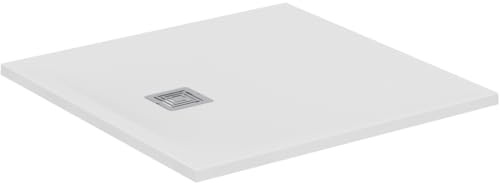Ideal Standard - Ultra Flat S+, fyrkantigt, ultratunt duschkar av harts, med stenutseende, 90 x 90 cm, idealiskt solid, vitt