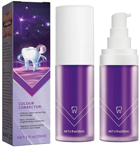 Mint Instant Purple Color Corrector, Mint Toothpaste Whitening, Purple Toothpaste for Teeth Whitening, Removes Teeth Stain, Keep Breath Fresh (one size, 2pcs)