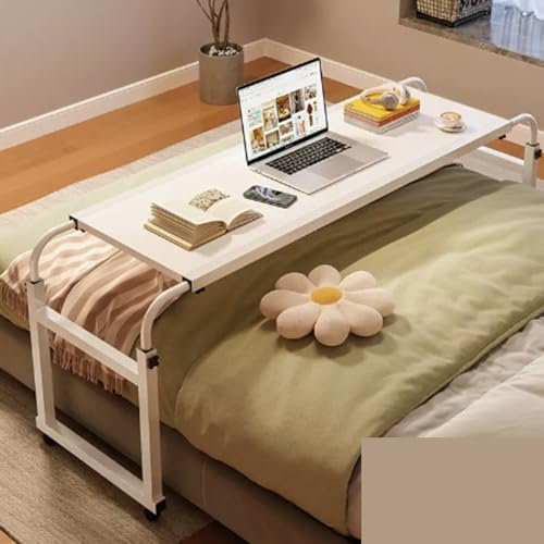 Beistelltisch fürs Bett, Bettständertisch, Tablett auf Rollen, Betttablett, kleiner Computertisch, Rolltisch, verstellbarer Tisch mit Rollen, Bett-Laptoptisch, Tabletttische, verstellbarer Tisch