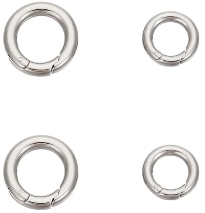 UNICRAFTALE 4 Stück Federtorringe Edelstahl O Ringe 12/16mm Federverschluss Runder Schlüsselring Schnalle Metall Auslöseringe Karabinerhaken Druckknopf Für Schlüsselanhänger Tasche Geldbörse
