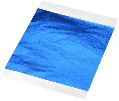 QUARKZMAN Hoja de Lámina de Pan de Oro, Papeles de Lámina Azul, 5.5 x 5.5 Pulgadas para Decoración Artística, Esculturas, Pintura, Paquete de 100