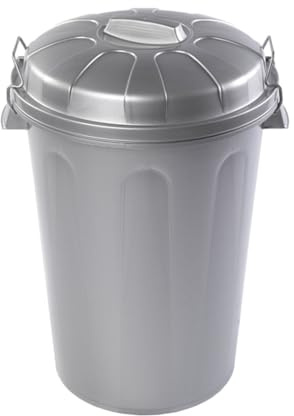 DRW Cubo Basura Comunidad Gris Asas con Tapa encajada de 100 litros 54x50x76 cm