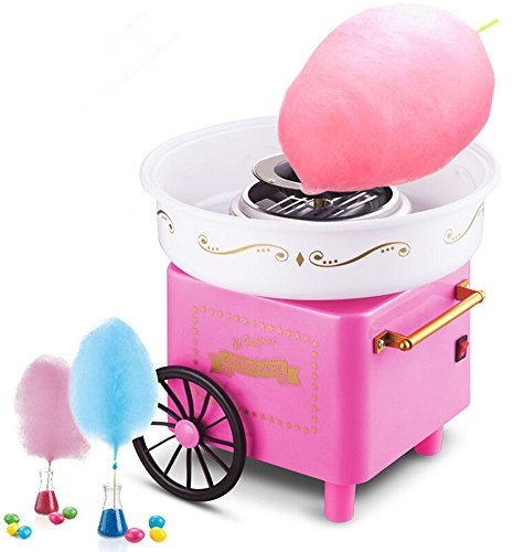 Machine à Barbe à Papa pour la Maison, Machine Sucre Candy avec 10 Bâtonnets, Mini machine à Guimauve, Barbe a papa pour les fêtes d'enfants, les anniversaires (Rose-B)