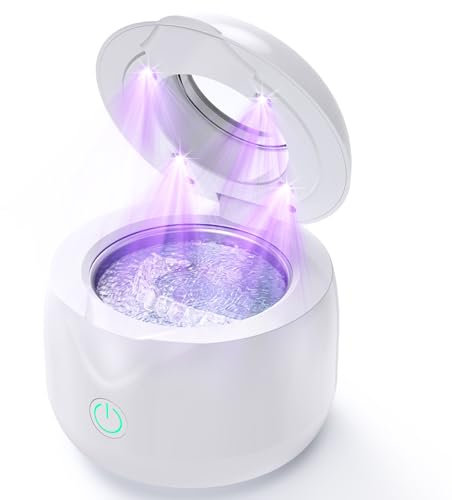 CXRUY Limpiador ultrasónico de retención – Cápsula de limpieza dental UV, limpiador de protección nocturna para dentaduras postizas, alineadores, soportes, cabezales de cepillo de dientes, joyas