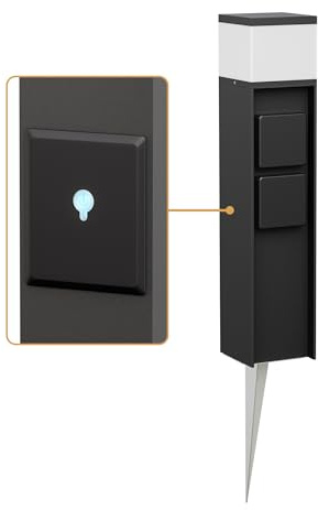 ledscom.de Pollerleuchte PODEL mit Erdspieß für außen, Smart Home, 39cm, schwarz, 2 Steckdosen, inkl. G9 Leuchtmittel, 596lm, weiß