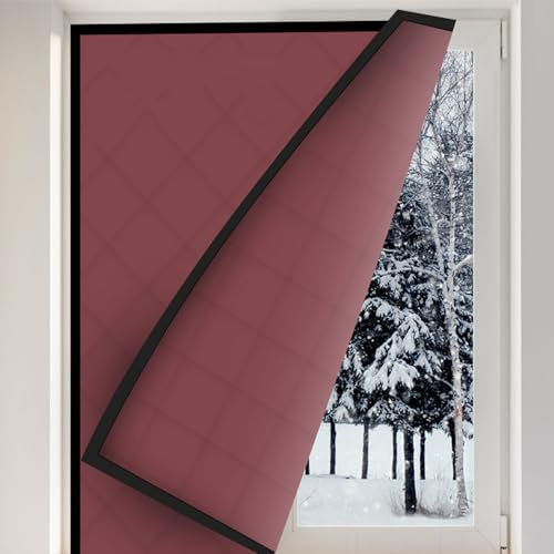 Rideau de fenêtre en coton personnalisable avec kit d'isolation de fenêtre, empêche le froid d'entrer, coupe-vent, isolation phonique, rideau de protection thermique pour l'hiver (180 x 180 cm)