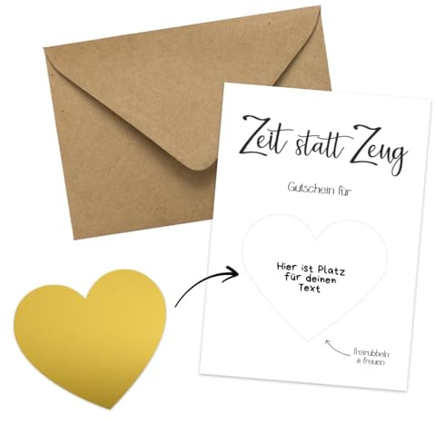 PuK Postkarten mit Rubbelsticker | DIN A6 mit Kuvert | Zeit statt Zeug | Rubbelkarten für Überraschungen, Liebe, Du wirst Oma, Geburtstagsgeschenke (Zeit statt Zeug)