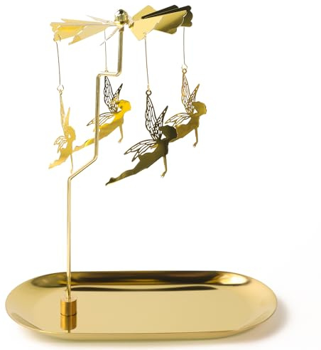 Ligtmor Teelichthalter Drehbarer Kerzenhalter mit Tablett, Weihnachtstischdekoration, goldfarben Kerzenständer für Valentinstag, Hochzeit, Party, Tischdekoration, Kamindekoration (Elf)