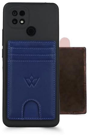 WASAMA Porte-cartes en cuir à coller avec 3 emplacements pour cartes | Protection RFID | Pratique, Denim Dreams Bleu, Standard, Moderne