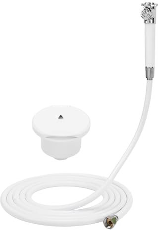 Brilluxa Douchette Encastrée, Pommeau De Douche Portable Inox 316 Pour Bateau Camping-Car Yacht Avec Tuyau PVC Et Raccord 1/2'' Kit De Rinçage De Pont Montage Cockpit