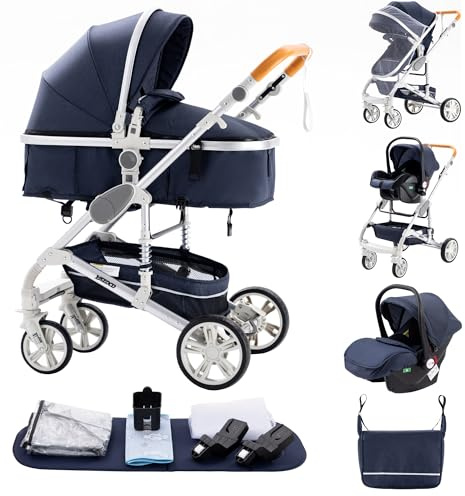 Alyikou Passeggino Trio, combinazione 3 in 1 passeggino cittadino pieghevole di lusso