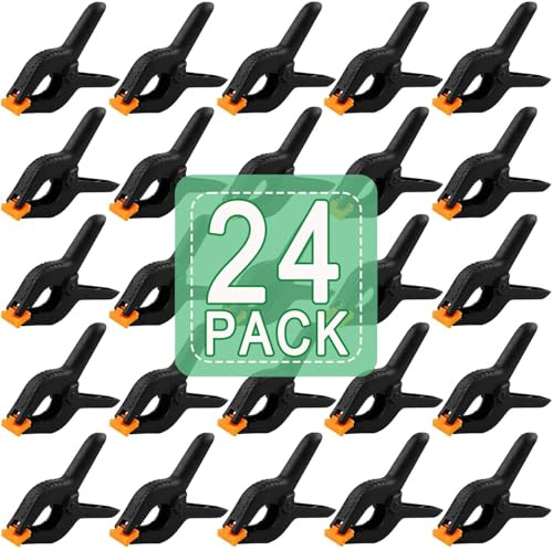 24 PCS 3.5 Heavy Duty Plastic Spring Clamps, Black Spring Clips for Backdrops, Craft Projects, Woodworking, Photography and Display Stands