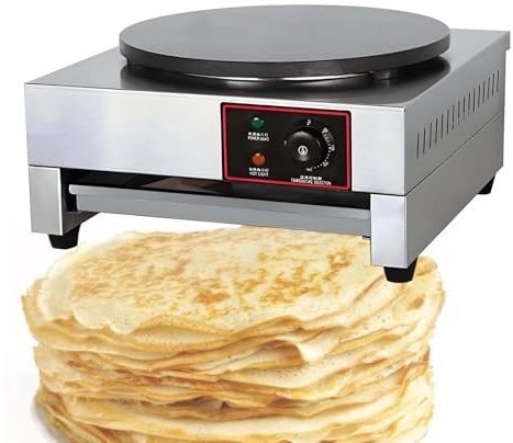 Crepera EléCtrica, Plancha Para Tortillas Y Panqueques De 2800 W, Cuerpo De Acero Inoxidable, Placa Antiadherente De 400 Mm, Estufa Circular De Escritorio Para Cereales Y Panqueques Single-head