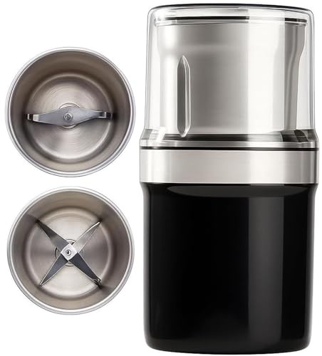 Electric Multi-use Cup Grinder, One-Touch Coffee Grinder Large Capacity Stainless Steel Double-Layer Sealing Detachable Coffee Grinders Spice Grinder