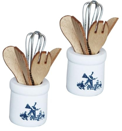 Hohopeti 2 Ensembles Ustensiles de Cuisine Miniature avec Seau Accessoires Décoratifs pour Maison de Poupée Jouets de Cuisine Miniatures Sûrs et pour Garçon Fille Kit Complet pour Jeu