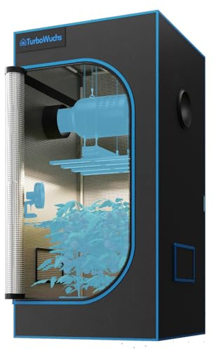 Grow Zelt 90x90x180 cm – 1680D Oxford Indoor Grow Tent mit Diamant Mylar, Lichtdicht & Wasserdicht, Stabiler Metallrahmen, Hochleistungs-Reißverschluss, Belüftung & Bodenwanne