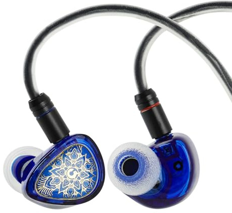 Linsoul TANGZU Wan'er S.G II in Ear Monitor, Cuffie HiFi Cablate, Auricolari Gaming IEM con Driver Dinamico da 10mm e Diaframma PET con Cavo OFC Staccabile 2Pin per Audiofili(Blu,3.5mm Con Mic)