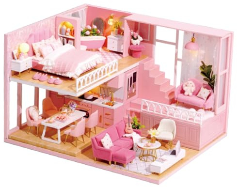 FUNNETOYU Kit Miniature DIY Maison Bois à Assembler Cabane Créative pour Garçon Fille et Famille Jeu Éducatif et Décoration Intérieure Activité Manuelle Ludique pour Plusieurs Âges