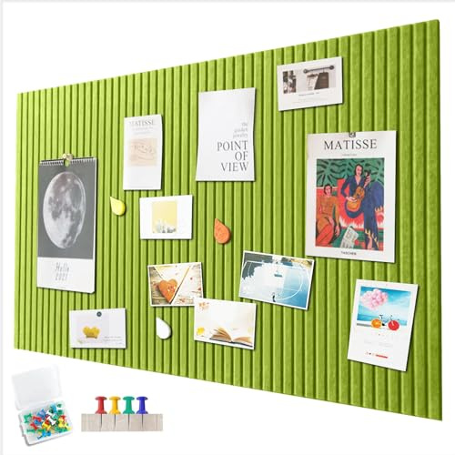 Große Filz Pinnwand Selbstklebend,90 x 60cm Filzboard,dekorative Pinnwand aus Filz,0,9cm dick,faltbare Fototafel Memotafeln Memo Boards Bulletin Board Wanddekoration für Büro Küche,Matcha-Grün