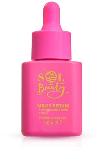 Sol Beauty Milky Face Serum Hydrating Dropper Serum Niacinamide 50ml | Smoothing and Brightening Skin Care with Niacinamide and Hyaluronic Acid. Moisturizing Dropper Serum for Tired Dull Skin.