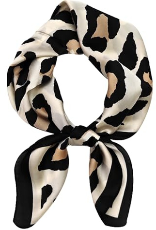 KTGUK Leopard Neck Scarf,Print Silk Square Scarf,Multipurpose Satin Hair and Neck Neckerchief,Leopard Print Mulberry Silk Square Bandana,for Beach Travel Vacation Sports Gifts(70×70cm)
