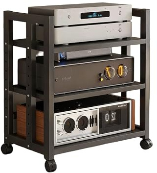 Soporte Para Altavoces Mueble De Audio Móvil De Pie Estante Multifuncional Para Equipos De Amplificación Adecuado Para Componentes Estéreo Consolas De Videojuegos Y Reproductores(120*40*90(3Tier))