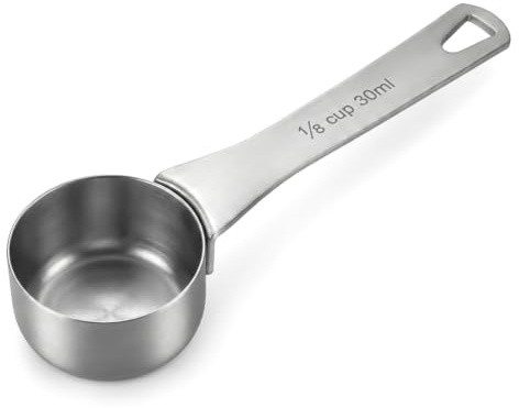 1/8 Cup 30ml Single Measuring Spoon, Stainless Steel Measuring Spoon Multi-Purpose Coffee Scoop Reusable 2 Tablespoon with Long Handle for Coffee, Tea, Sugar & Baking Home Restaurant