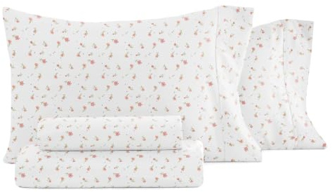 Linen Market Double-Brushed Patterned Microfiber California King Sheet Set 4 Piece – Oeko-TEX Certified Ultra Soft & Wrinkle-Free - 16 Deep Pocket Sheets Easy Care Cal-King Size - Soft Floral Pink
