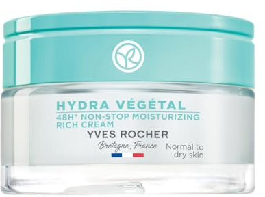 Yves Rocher HYDRA VÉGÉTAL - Gesichtscreme Non-Stop Feuchtigkeit 48h - Reichhaltige Creme für trockene Haut - 50ml