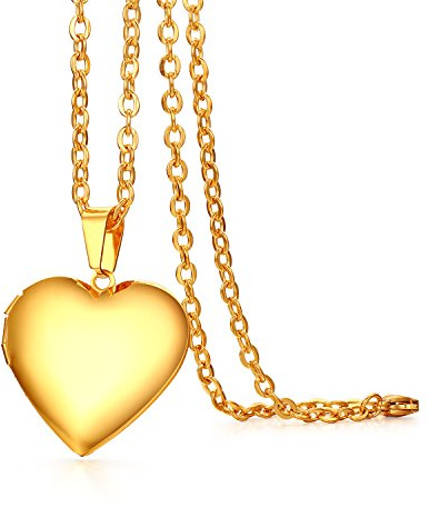JewelryWe Herz Medaillon Halskette Damen: Edelstahl Herz Foto Medaillon zum Öffnen Herzanhänger Photo Bilder befüllbar Amulett Kette mit Herz Anhänger Geschenk für Frau Mutter Tochter Freundin