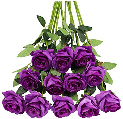 Tifuly 12 Stück künstliche Rosen, künstliche Seidenblumen mit einfachem Stiel, 40,6 cm, realistische Blume für Party, Garten, Familie, Hotel, Hochzeitsdekoration, Blumendekor